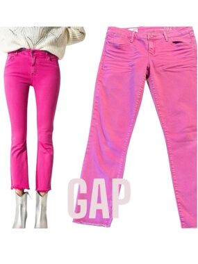 GAP Always Skinny Magenta Pink Raw Hem Crop Jeans (28x26)